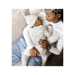 Burt's Bees Baby Baby Sleepwear*Burts Bees - My Love Will Follow Footed Jumpsuit & Knot Hat Set, Eggshell