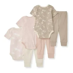 Burt's Bees Baby Baby Onesies & Bodysuits*Burts Bees - 6Pk Baby Girl Organic Cotton Bodysuit & Pant Set, Ranunculus