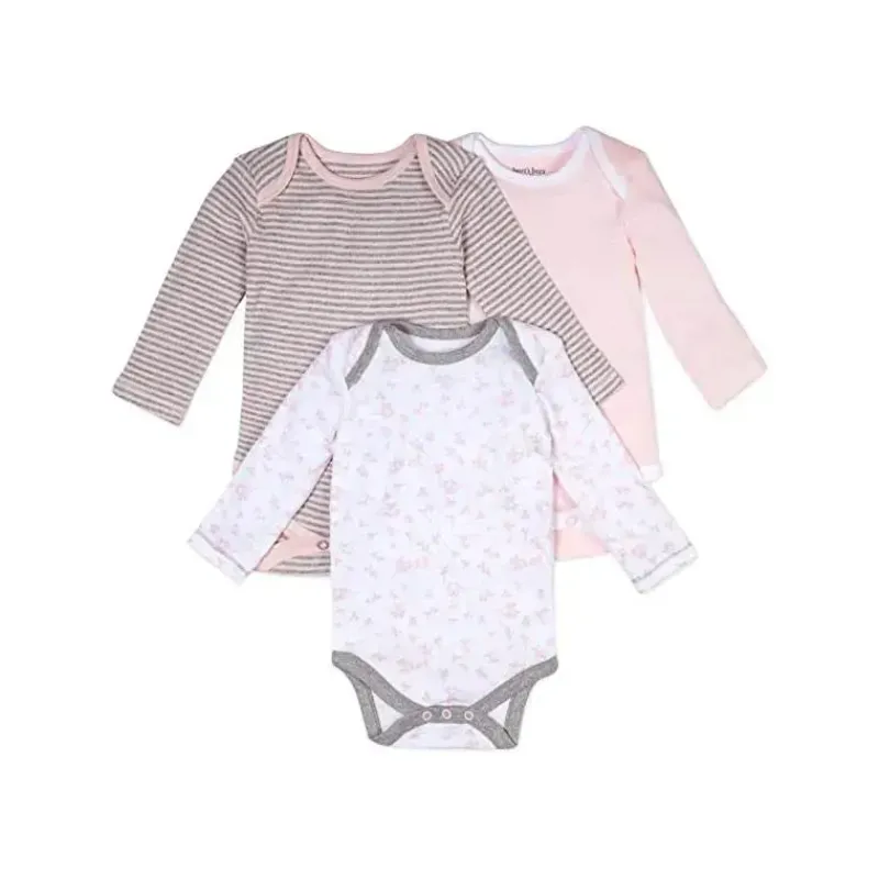 Burt's Bees Baby Organic|Baby Onesies & Bodysuits*Burts Bees - 3Pk Baby Girl Organic Long Sleeve Bodysuits, Dusty Dandelions