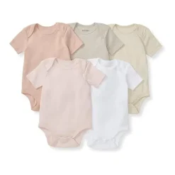 Burt's Bees Baby Baby Onesies & Bodysuits*Burts Bees - 5Pk Baby Girl Solid Short Sleeve Bodysuits, Pink Sand