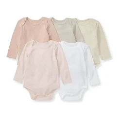 Burt's Bees Baby Baby Onesies & Bodysuits*Burts Bees - 5Pk Baby Girl Solid Long Sleeve Bodysuits, Pink Sand