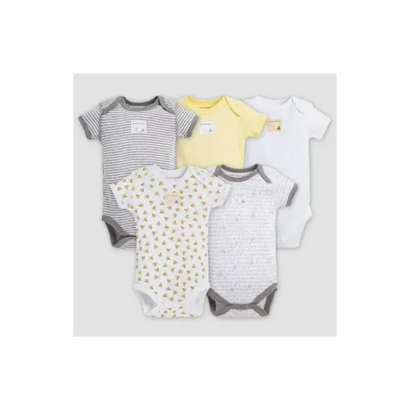 Burt's Bees Baby Clothing Gift Set|Baby Onesies & Bodysuits*Burt's Bees - 5Pk Baby Neutral Short Sleeve Bodysuits, Sunshine