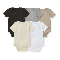 Burt's Bees Baby Baby Onesies & Bodysuits*Burts Bees - 5Pk Baby Unisex Solid Short Sleeve Bodysuits, Ash
