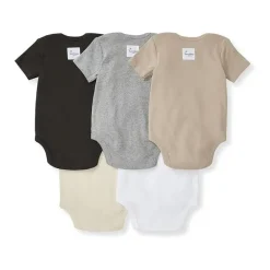 Burt's Bees Baby Baby Onesies & Bodysuits*Burts Bees - 5Pk Baby Unisex Solid Short Sleeve Bodysuits, Ash
