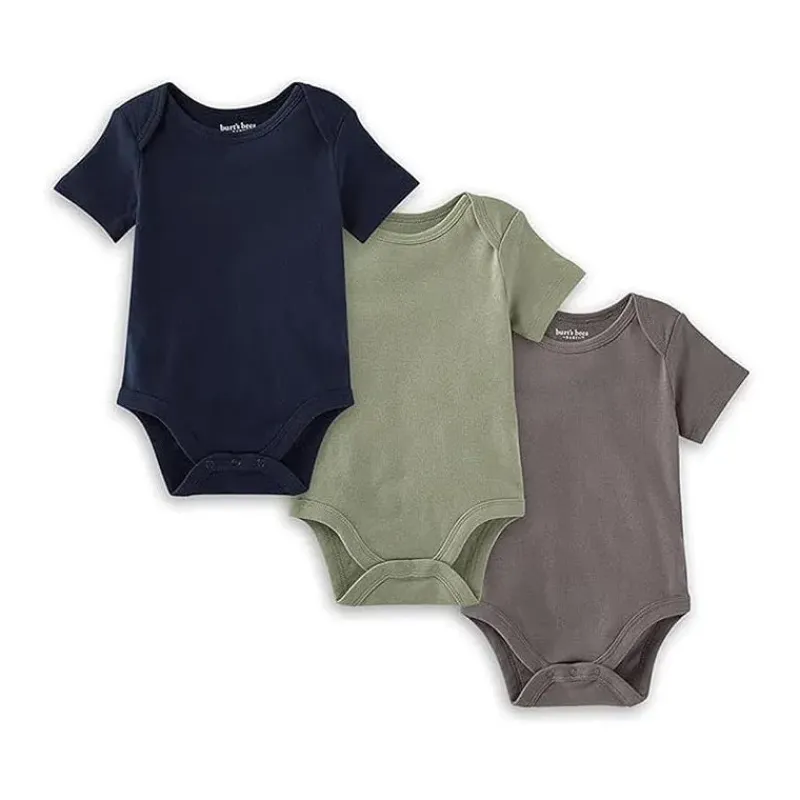 Burt's Bees Baby Baby Onesies & Bodysuits*Burts Bees - 3Pk Baby Unisex Organic Solid Short Sleeve Bodysuits, Midnight