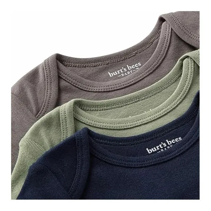Burt's Bees Baby Baby Onesies & Bodysuits*Burts Bees - 3Pk Baby Unisex Organic Solid Short Sleeve Bodysuits, Midnight