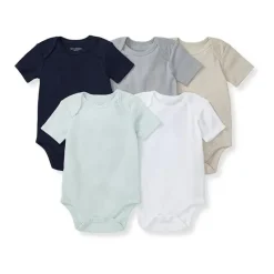 Burt's Bees Baby Baby Onesies & Bodysuits*Burts Bees - 5Pk Baby Unisex Solid Short Sleeve Bodysuits, Midnight