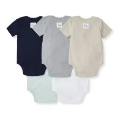 Burt's Bees Baby Baby Onesies & Bodysuits*Burts Bees - 5Pk Baby Unisex Solid Short Sleeve Bodysuits, Midnight