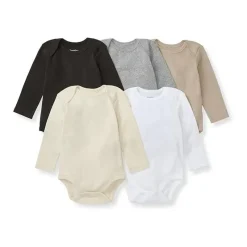 Burt's Bees Baby Baby Onesies & Bodysuits*Burts Bees - 5Pk Baby Unisex Solid Long Sleeve Bodysuits, Ash