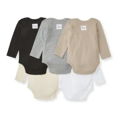 Burt's Bees Baby Baby Onesies & Bodysuits*Burts Bees - 5Pk Baby Unisex Solid Long Sleeve Bodysuits, Ash