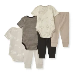 Burt's Bees Baby Baby Onesies & Bodysuits*Burts Bees - 6Pk Baby Unisex Organic Cotton Bodysuit & Pant Set, Limestone