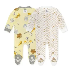 Burt's Bees Baby Baby Sleepwear*Burts Bees - 2Pk Banana Muffin Recipe & Wavy Check Sleep & Play, Lemonade