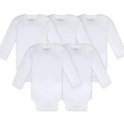 Burt's Bees Baby Baby Onesies & Bodysuits*Burts Bees - 5Pk Bee Essential Long Sleeve Bodysuit, Cloud