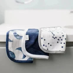 Burt's Bees Baby Baby Washcloths*Burts Bees - 3Pk Hello Moon! Baby Washcloths, Blue Indigo