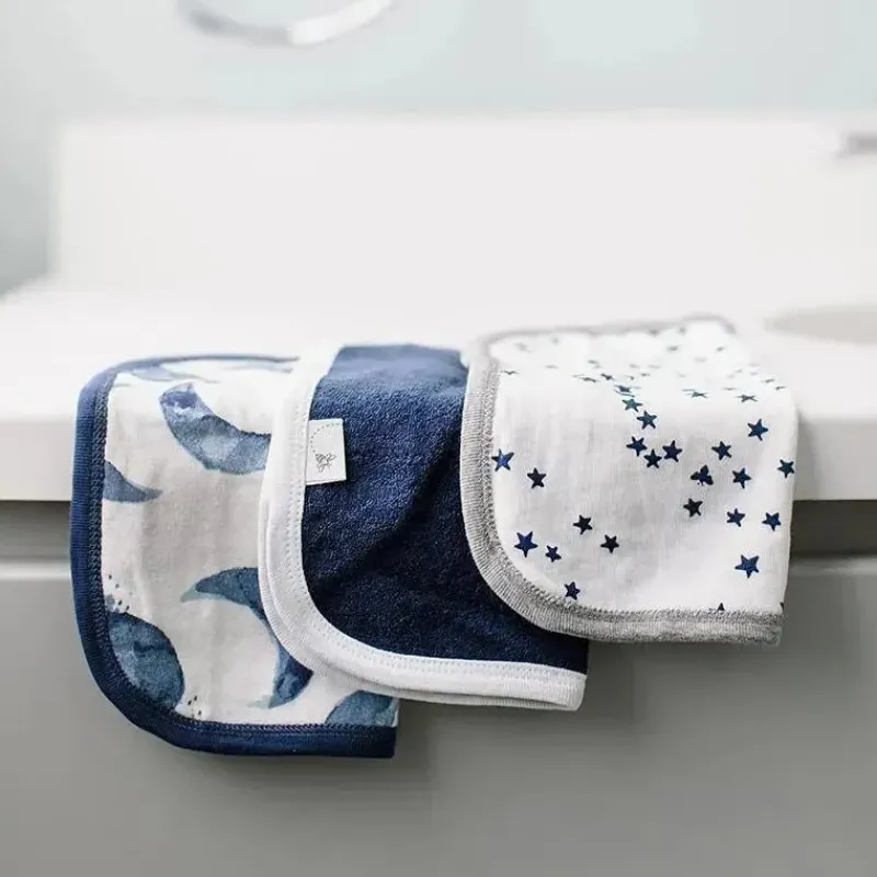 Burt's Bees Baby Baby Washcloths*Burts Bees - 3Pk Hello Moon! Baby Washcloths, Blue Indigo