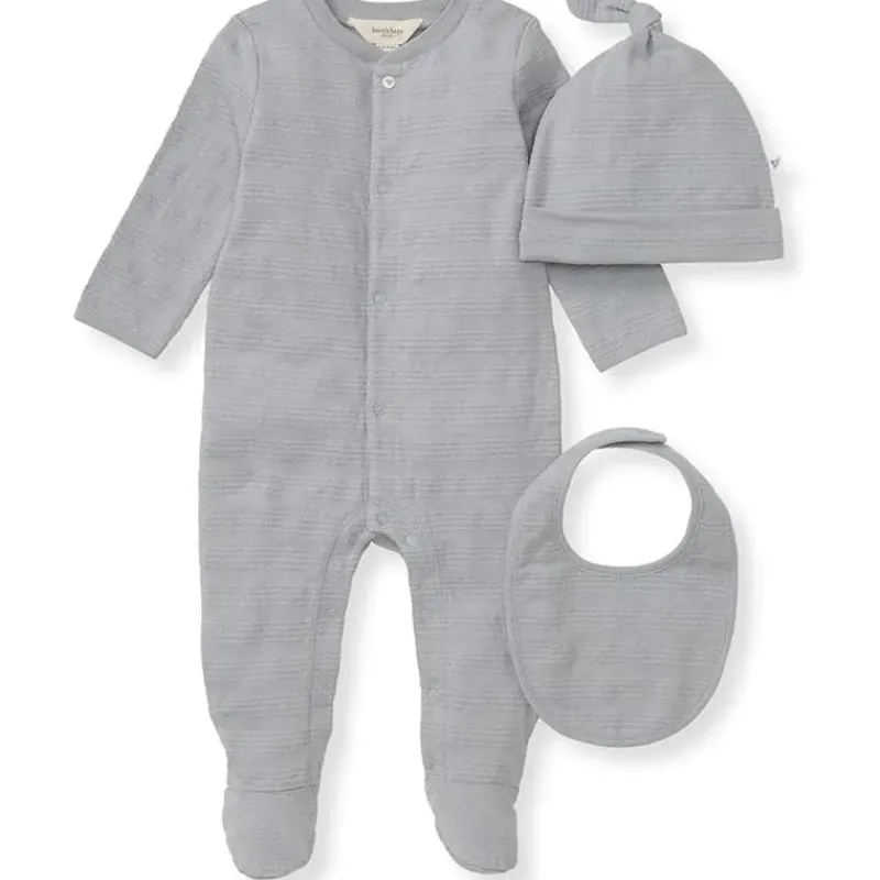Burt's Bees Baby Baby Sleepwear*Burts Bees - 3Pk Jumpsuit, Hat & Bib Set, Quarry