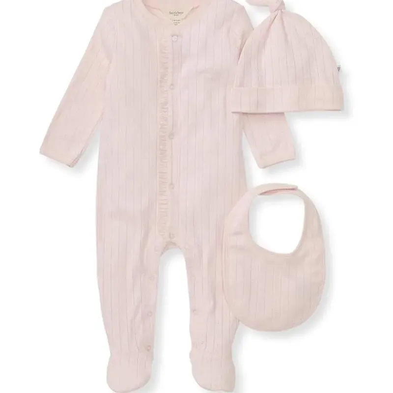 Burt's Bees Baby Baby Sleepwear*Burts Bees - 3Pk Jumpsuit, Hat & Bib Set, Ranunculus