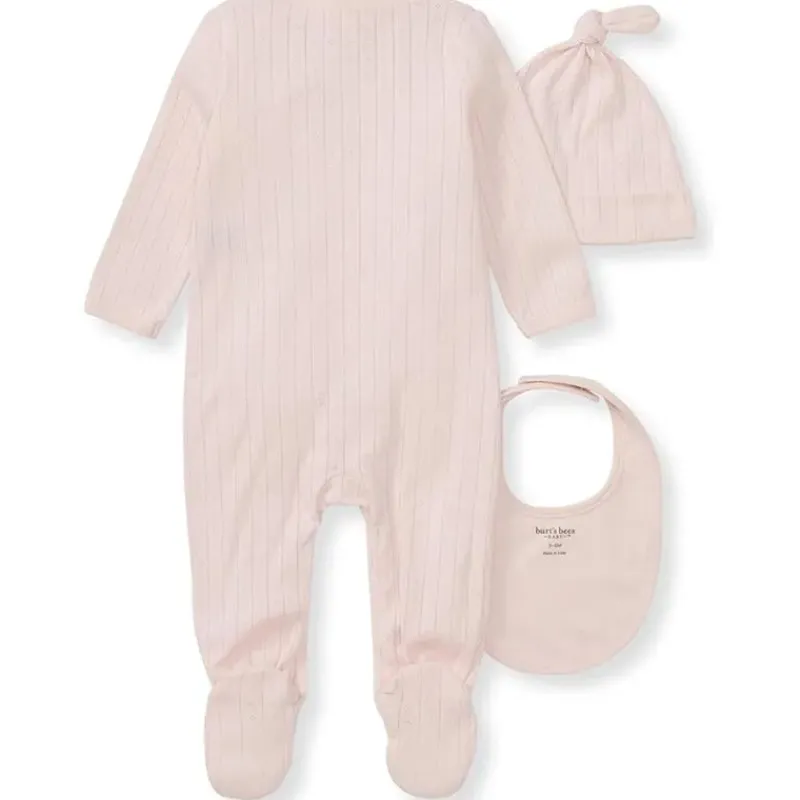 Burt's Bees Baby Baby Sleepwear*Burts Bees - 3Pk Jumpsuit, Hat & Bib Set, Ranunculus