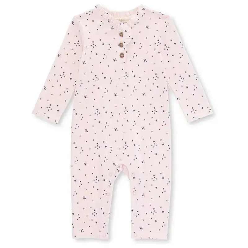 Burt's Bees Baby Baby Sleepwear*Burts Bees - Ribbed Ditsy Petal Jumpsuit, Dawn