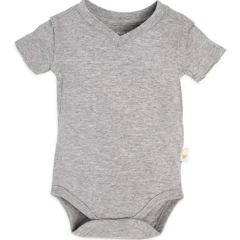 Burt's Bees Baby Baby Onesies & Bodysuits*Burts Bees - Short Sleeve Reverse Seam V Neck Bodysuit, Heather Grey