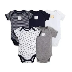Burt's Bees Baby Baby Onesies & Bodysuits*Burt's Bees 5-Pack Short Sleeve Bodysuits, Blueberry