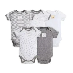 Burt's Bees Baby Baby Onesies & Bodysuits*Burt's Bees 5-Pack Short Sleeve Bodysuits, Heather Grey