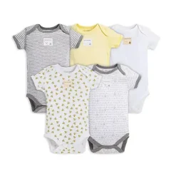 Burt's Bees Baby Preemie Clothing|Baby Onesies & Bodysuits*Burt's Bees 5-Pack Short Sleeve Bodysuits, Sunshine Prints