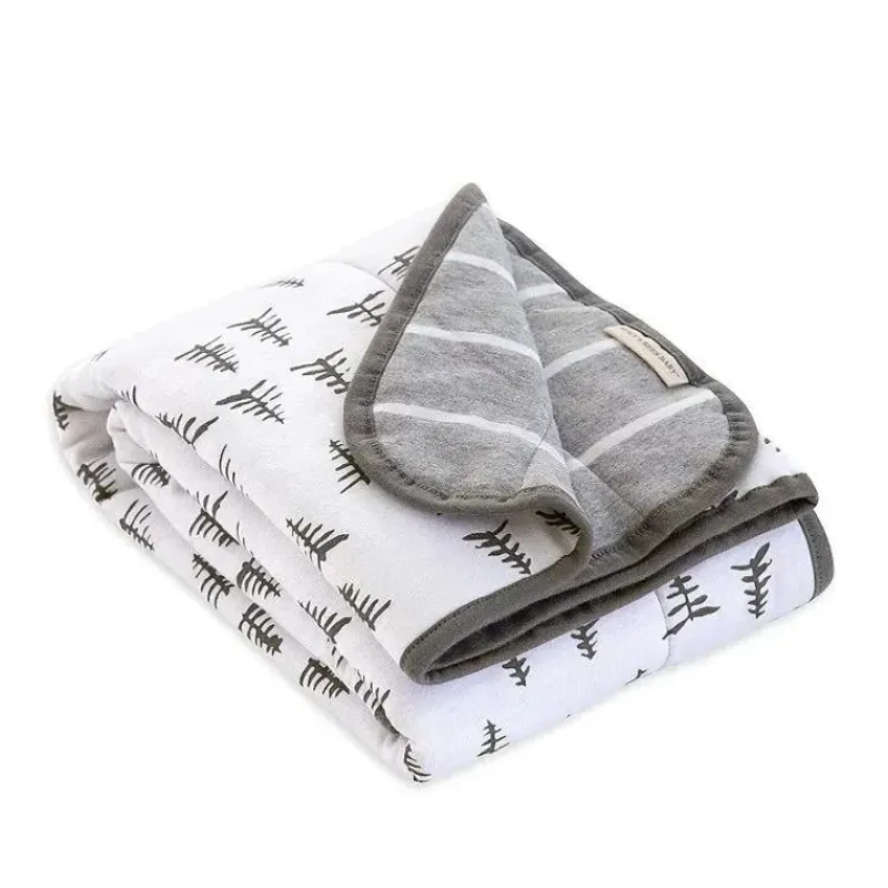 Burt's Bees Baby Blankets & Quilts*Burt's Bees Pine Forest Reversible Jersey Swaddle Blanket Heather Grey Hanger