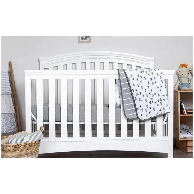 Burt's Bees Baby Blankets & Quilts*Burt's Bees Pine Forest Reversible Jersey Swaddle Blanket Heather Grey Hanger