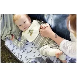 Burt's Bees Baby Blankets & Quilts*Burt's Bees Pine Forest Reversible Jersey Swaddle Blanket Heather Grey Hanger