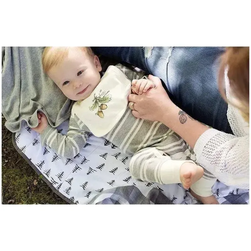 Burt's Bees Baby Blankets & Quilts*Burt's Bees Pine Forest Reversible Jersey Swaddle Blanket Heather Grey Hanger