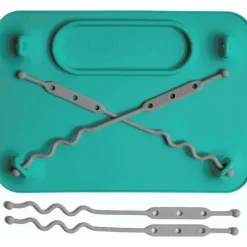 Busy Baby Utensils & Accessories|Dishes, Utensils & Food Containers*- Silicone Mat, Suction Cups, 4 Straps to Secure Baby Essentials, Spearmint