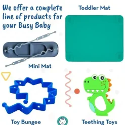 Busy Baby Utensils & Accessories|Dishes, Utensils & Food Containers*- Silicone Mat, Suction Cups, 4 Straps to Secure Baby Essentials, Spearmint