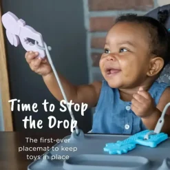 Busy Baby Utensils & Accessories|Dishes, Utensils & Food Containers*- Silicone Mat, Suction Cups, 4 Straps to Secure Baby Essentials, Spearmint