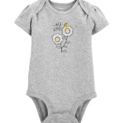 Carter's Baby Onesies & Bodysuits*Carter's - Baby Girl Bee Kind Original Bodysuit, Gray