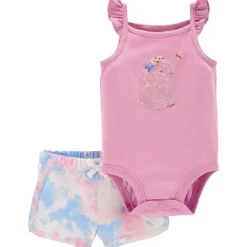 Carter's Baby Sets*Carters - Baby Girl 2Pk Elephant Bodysuit & Short Set, Pink