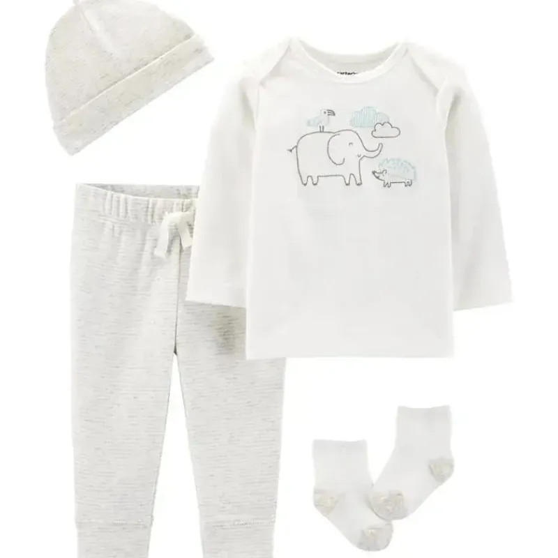 Carter's Baby Sets*Carter's - 4-Piece Peanut Take-Me-Home Set, Ivory/Heather