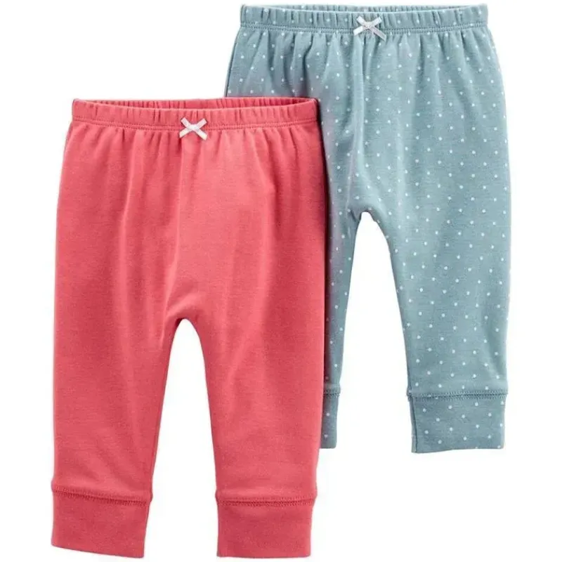 Carter's Baby Shorts, Jeans & Pants*Carter's 2-Pack Baby Girl Pull-On Pants, Pink and Blue with Polka Dots