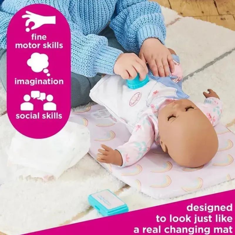 Casdon Toys Pretend Play*Casdon - Ultimate Care Kit for Dolls with Rainbow Cushioned Changing Mat, Nappy, Brush, Comb, and Containers - Ages 3 plus