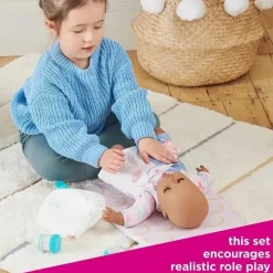 Casdon Toys Pretend Play*Casdon - Ultimate Care Kit for Dolls with Rainbow Cushioned Changing Mat, Nappy, Brush, Comb, and Containers - Ages 3 plus