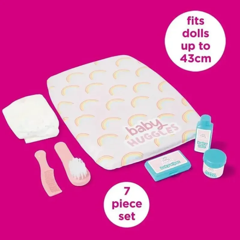 Casdon Toys Pretend Play*Casdon - Ultimate Care Kit for Dolls with Rainbow Cushioned Changing Mat, Nappy, Brush, Comb, and Containers - Ages 3 plus