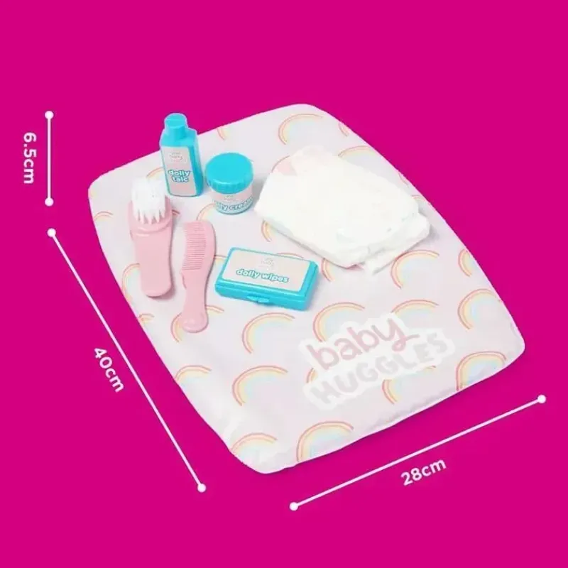 Casdon Toys Pretend Play*Casdon - Ultimate Care Kit for Dolls with Rainbow Cushioned Changing Mat, Nappy, Brush, Comb, and Containers - Ages 3 plus