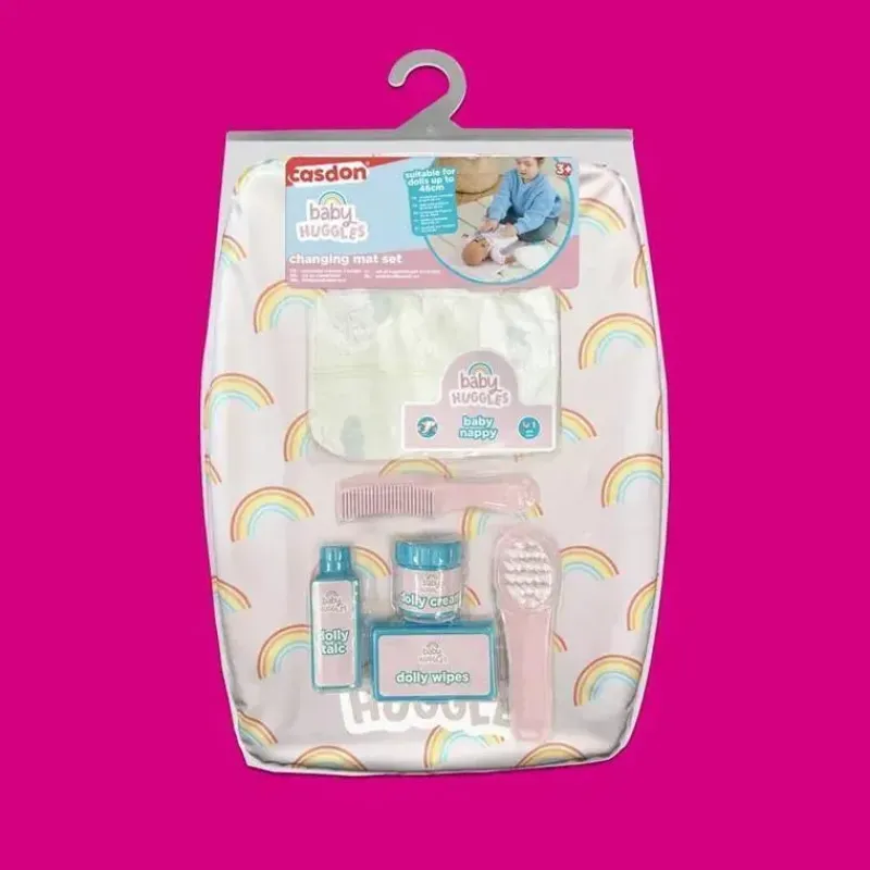 Casdon Toys Pretend Play*Casdon - Ultimate Care Kit for Dolls with Rainbow Cushioned Changing Mat, Nappy, Brush, Comb, and Containers - Ages 3 plus