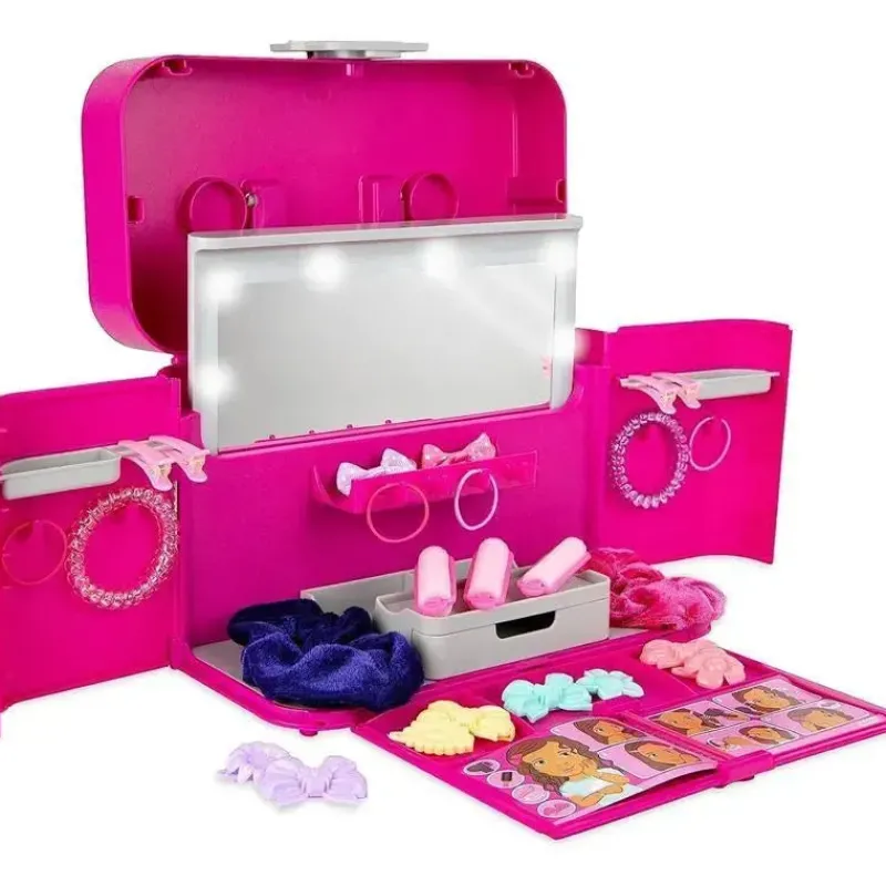 Casdon Toys Pretend Play*Casdon - Ultimate Styling Case with LightUp Mirror, Style Book, and Hair Accessories. Playset for Children Aged 3 plus