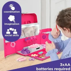 Casdon Toys Pretend Play*Casdon - Ultimate Styling Case with LightUp Mirror, Style Book, and Hair Accessories. Playset for Children Aged 3 plus