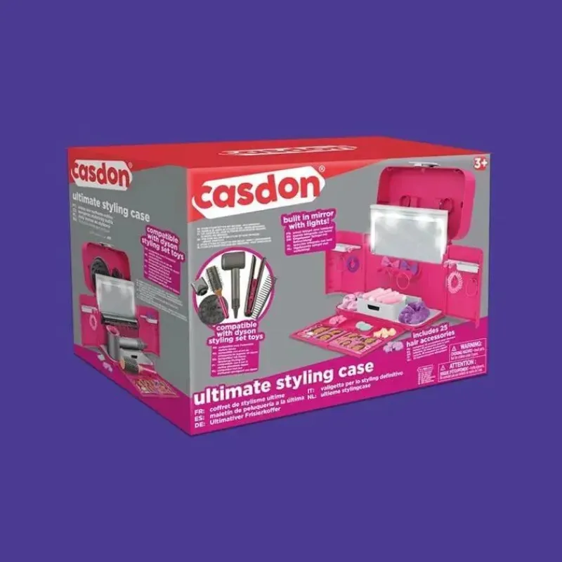 Casdon Toys Pretend Play*Casdon - Ultimate Styling Case with LightUp Mirror, Style Book, and Hair Accessories. Playset for Children Aged 3 plus