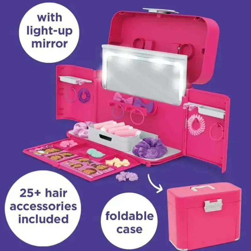 Casdon Toys Pretend Play*Casdon - Ultimate Styling Case with LightUp Mirror, Style Book, and Hair Accessories. Playset for Children Aged 3 plus