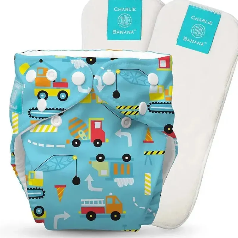 Charlie Banana Cloth & Reusable Diapers*- Construction One Size Reusable Cloth Diaper with Fleece