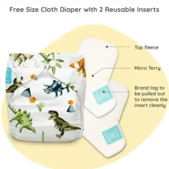 Charlie Banana Cloth & Reusable Diapers*- Dinosaurs Baby Fleece Reusable and Washable Cloth Diaper System