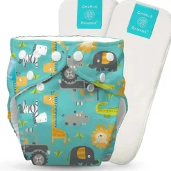Charlie Banana Cloth & Reusable Diapers*- Gone Safari One Size Reusable Cloth Diaper with Fleece